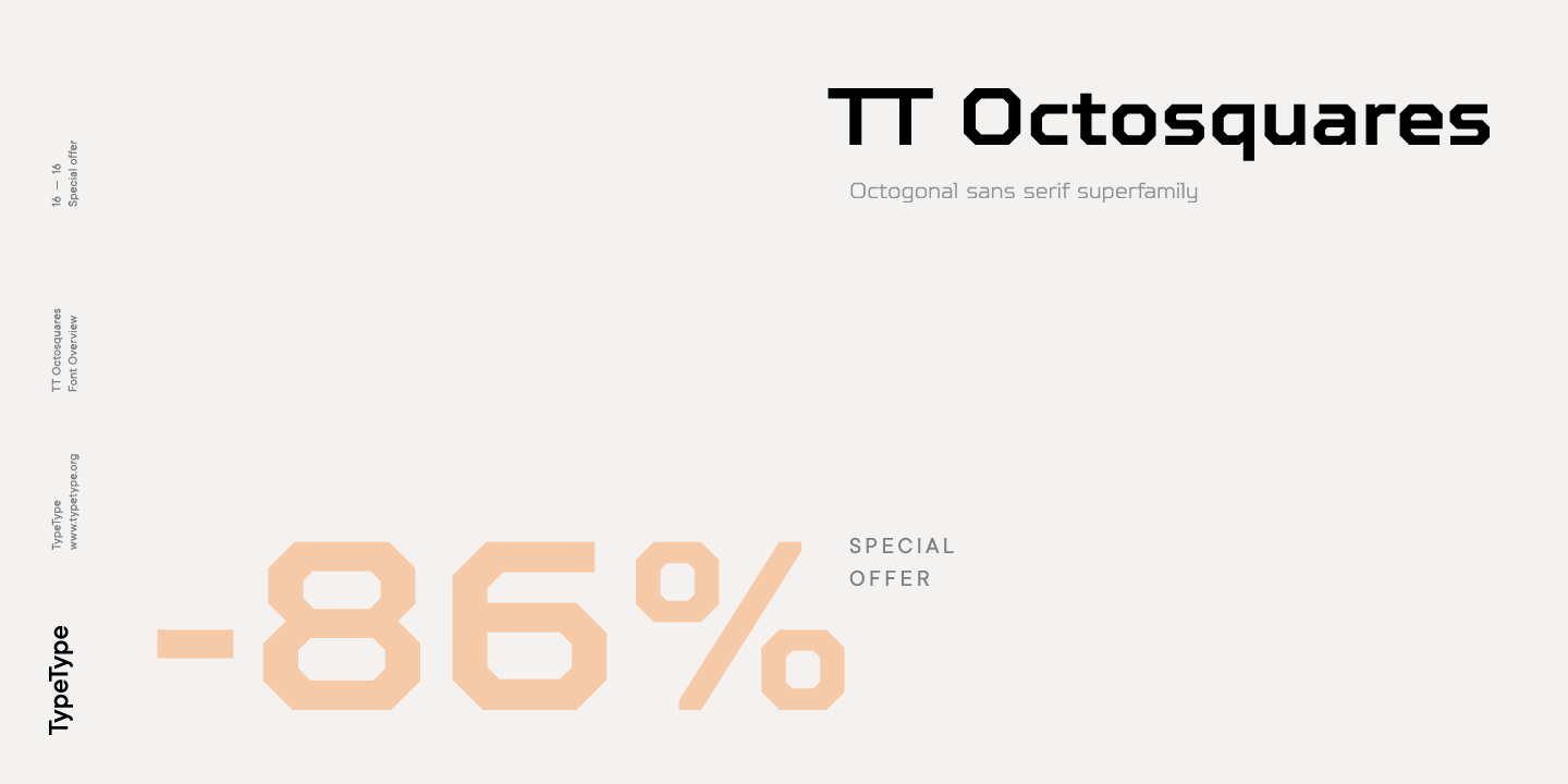 TT Octosquares Compressed Thin Italic Font preview